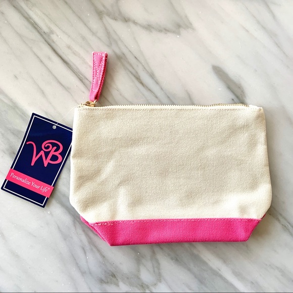 NWT•Monogram “G”•Canvas Top Zip Cosmetic Bag - Picture 4 of 9